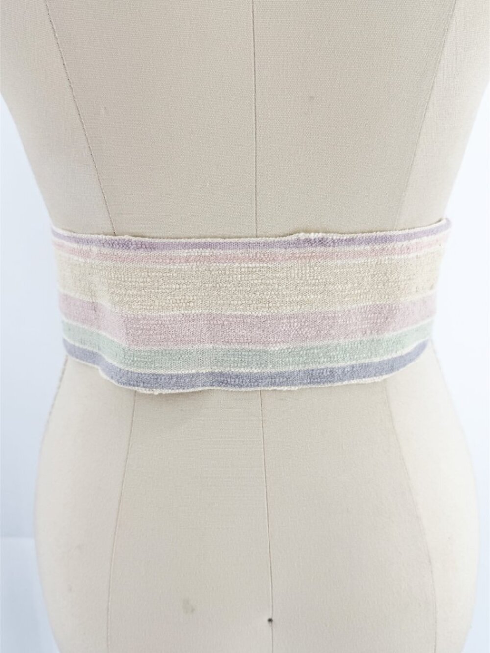 Liz Claiborne Pastel Striped Sash Belt w Fringe Tie Cotton Japan O/S - Picture 3 of 6